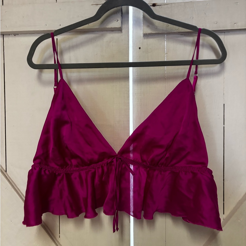 Vibrant Magenta Ruffle Crop Top